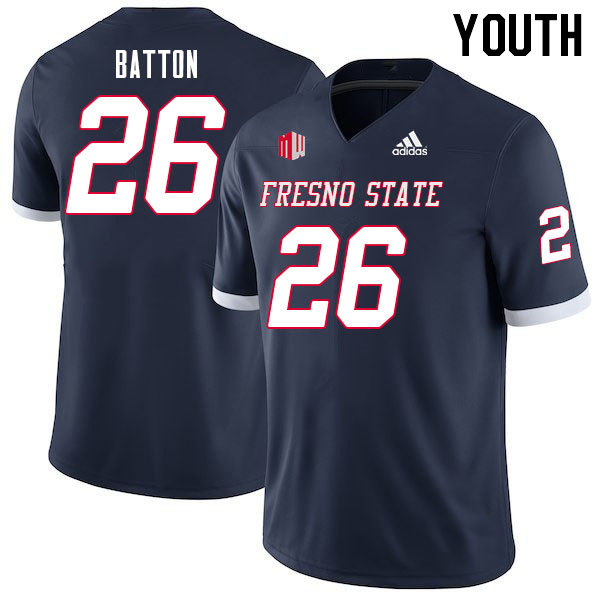 Youth #26 Isaiah Batton Fresno State Bulldogs College Football Jerseys Sale-Navy
